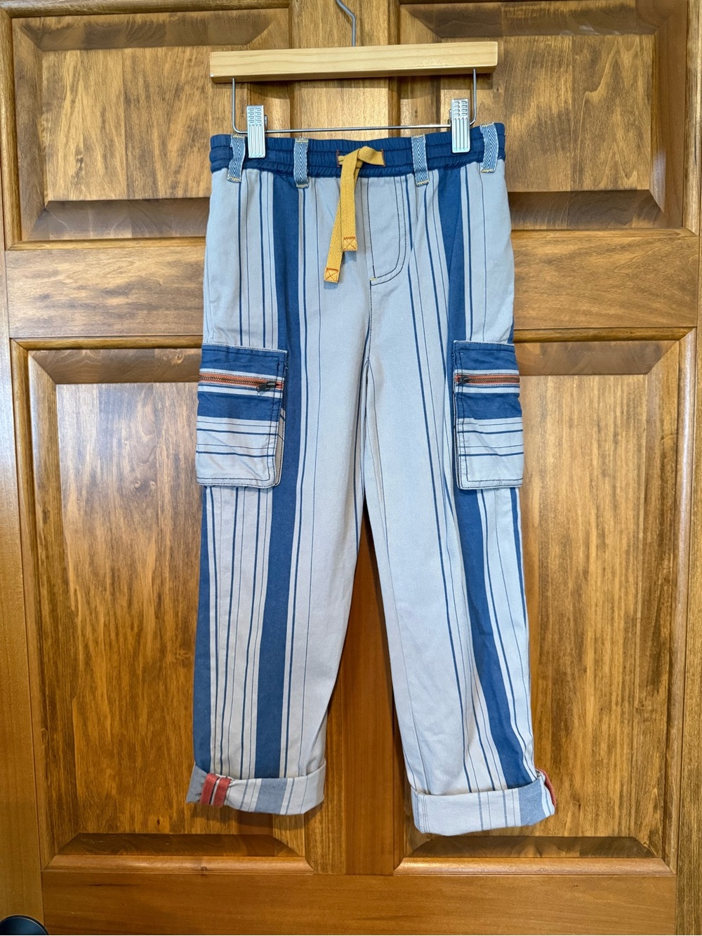 Matilda Jane & Joanna Gaines Boys Striped Cargo Pants with Contrast Drawstring